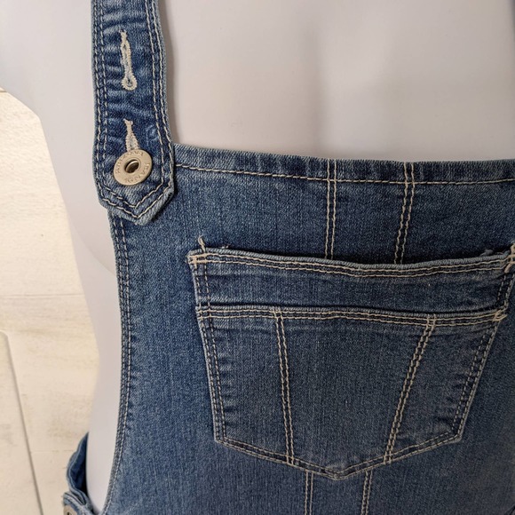 Arizona Low Waist Blue Denim Overall Shorts Size 18.5 Plus - Picture 3 of 5